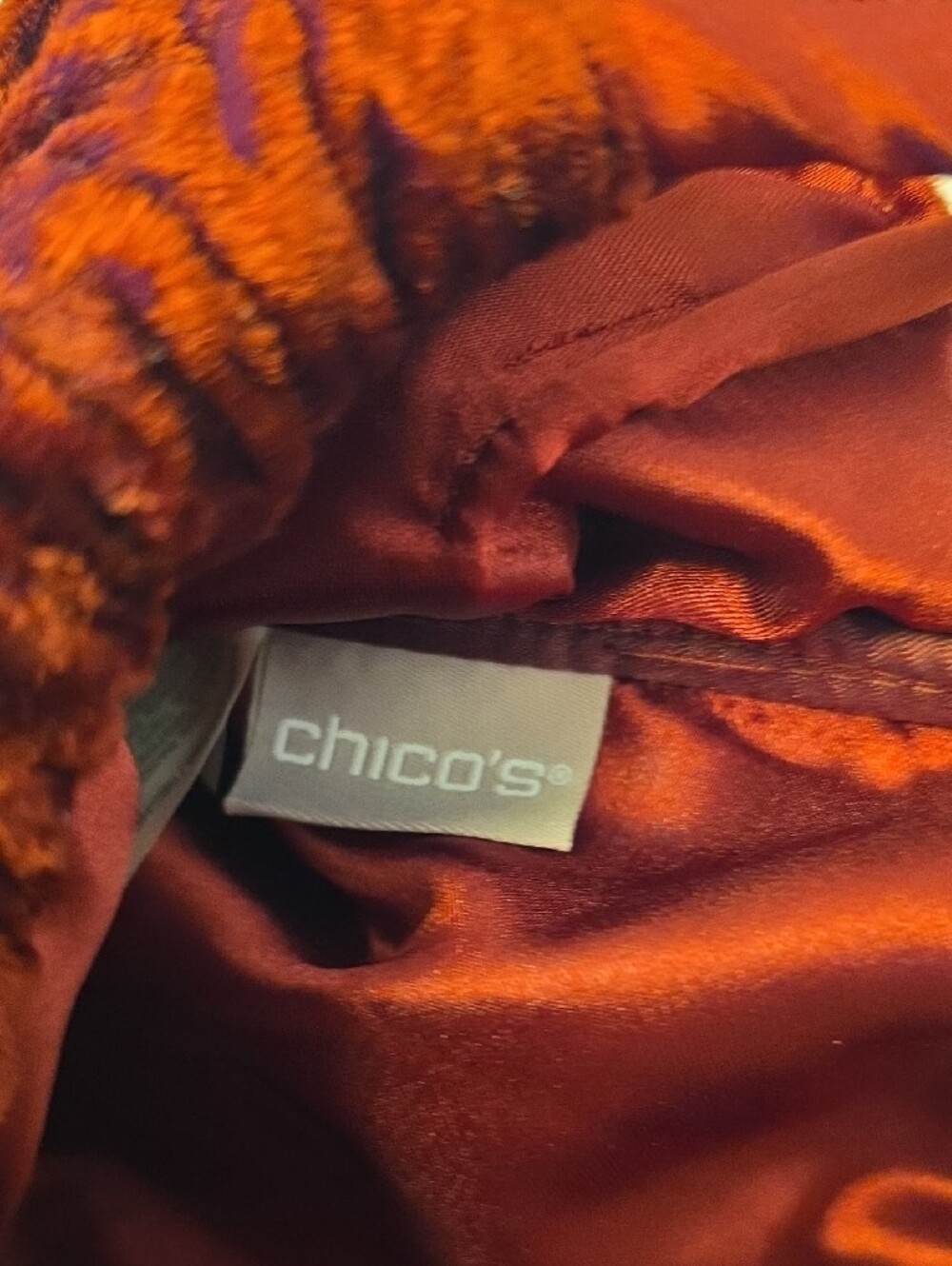 Vintage Chico's Velvet Burgundy Handbag with Bead & Sequin Embroidery - Picture 6 of 10